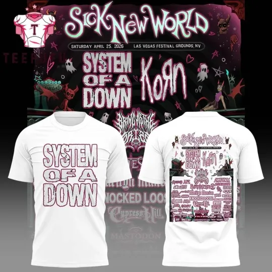 SYSTEM OF DOWN Tour 2026 White T-Shirt