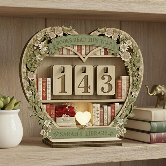 Discover Custom Name Floral Book Read This Year Counter, Romance Books Tracker Sign, Personalized Valentine's Gift for Book Lover, Bookish Home Decor
