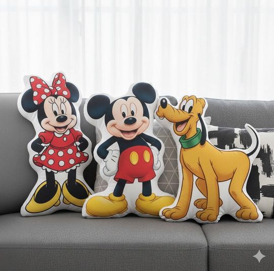 Discover Mickey Minni Shaped Pillow, Disney 3D Pillow Decor, Mickey Minni Dolls, Disney Magical Pillow, Gift For Her