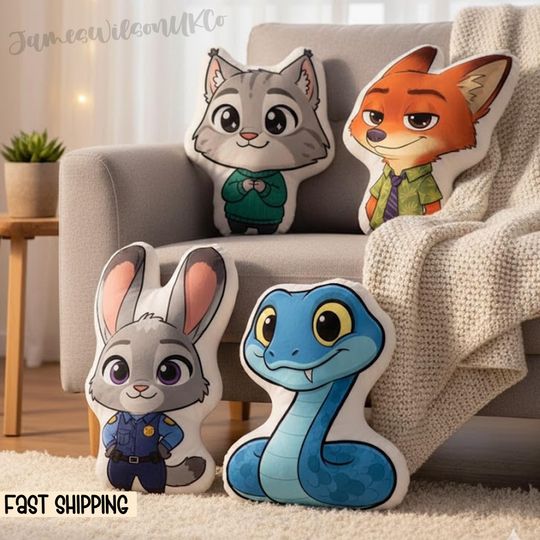 Discover Shape Disney Zootopia Pillow, Zootopia 2 Movie Judy Hopps Nick Wilde Plush Pillow Case, Zootopia Birthday Gifts, Home Sofa Decoration