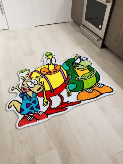 Discover Rocko's Modern Life Floor Mat Wool Rug for Living Room and Bedroom