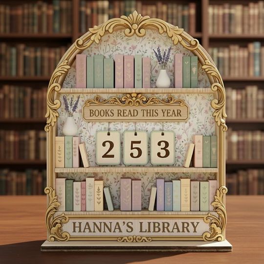 Discover Personalized Vintage Floral Book Tracker, Books Read This Year, Reading Counter Sign, Cottagecore Library Decor, Book Lover Gift