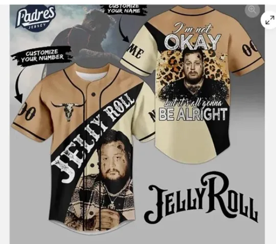 Discover Custom Jelly Roll Adult Baseball Jersey baseball jersey  new 3d gift