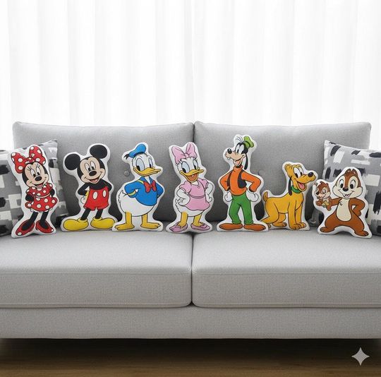 Discover Mickey Minni Shaped Pillow, Disney 3D Pillow Decor, Mickey Minni Dolls, Disney Magical Pillow, Gift For Her