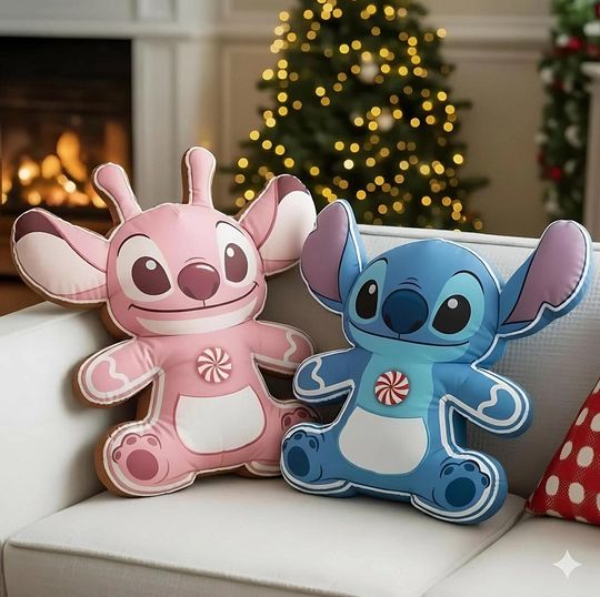 Discover Cutte Stitch Angel Shaped Pillow, Custom Disney Plush for Kids, Shaped Christmas Pillow, Holiday Matching Couple Gift
