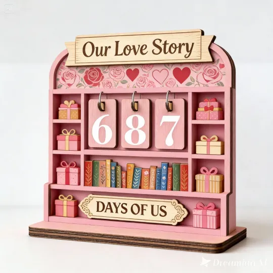 Personalized Wooden Days Together Reading Book Tracker Valentine Day Anniversary