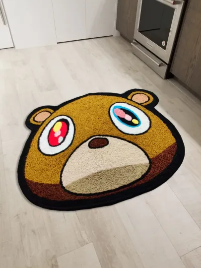 Kanye West Graduation Bear Floor Mat Shaped Rug for Living Room