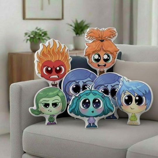 Inside Out Printed Pillow, Joy Sadness Anger Disgust Fear Cushion PEK115-124