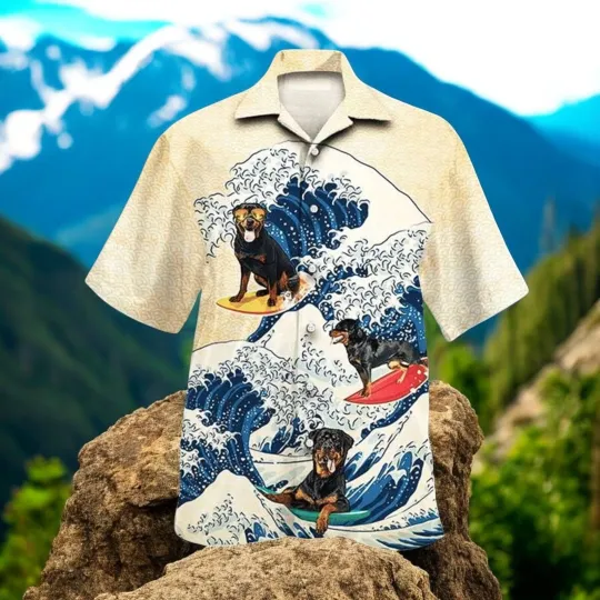 Discover Rottweiler Cool Surfboarding Hawaiian Shirt Dog Hawaiian Shirt_25f_5