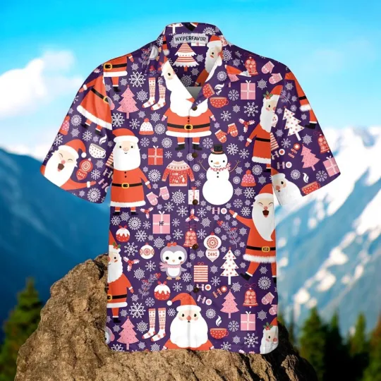 Discover Seamless Christmas Pattern With Santa Claus Xmas Hawaiian Shirt_vxa_86
