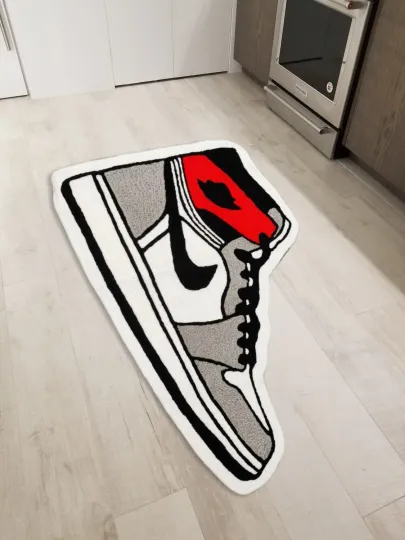 Discover Air Jordan 1 Smoke Grey Mocha Floor Mat Area Rugs Living Room Accent Wool Carpet