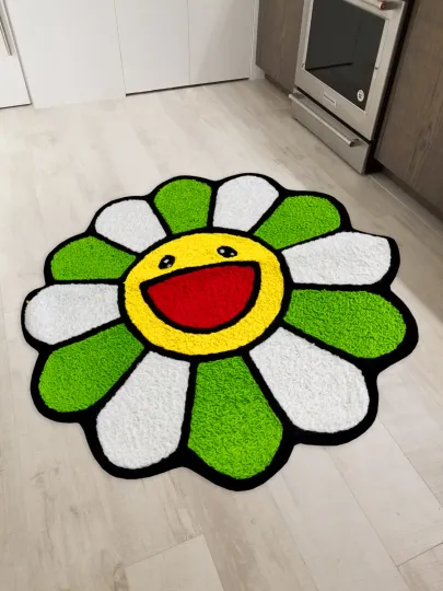 Takashi Murakami Flower Floor Mat Shaped Rug washable area runner for living room
