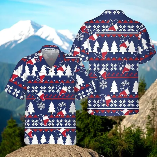 Discover Texas Ugly Christmas Pattern Hawaiian Shirt Christmas Hawaiian Shir_4fd_52