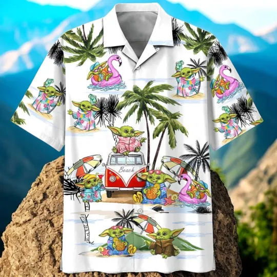 Discover White Baby Yoda Graphic Star Wars Hawaiian Shirt Unique Star Wars Gifts_ohw_95