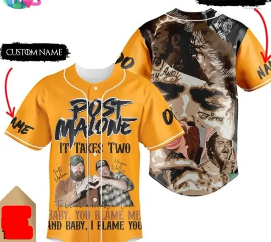 Post Malone It Takes Two Custom Name Baseball Jersey Good new