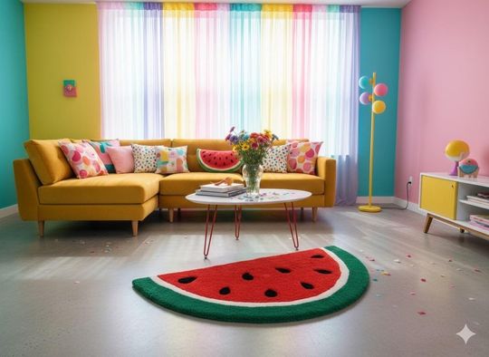 Discover Hand-Tufted Watermelon Shaped Rug for Home Decor
