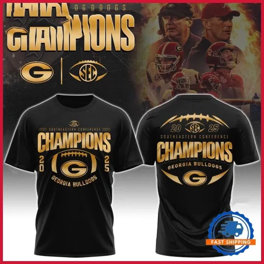 Discover GA Bulldogs 2025 SEC Football Conference Champions T-Shirt