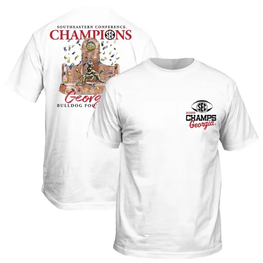 Discover GA Bulldogs 2025 SEC Football Champions Trophy T-Shirt White