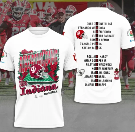 Indiana Hoosiers 2026 Rose Bowl 3D T-Shirt