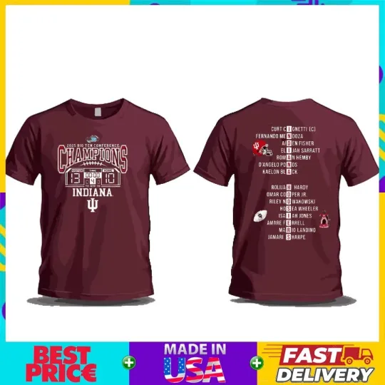Discover Indiana Football 2025 Big Ten Champions Unisex 3D T-Shirt
