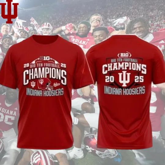 Discover Indiana Hoosiers Crimson 2025 Big Ten 3D T-Shirt