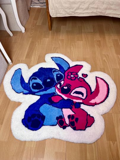 Handmade Tufted Rug Stitch and Angel Mikki Shaped Rug for Room Decor