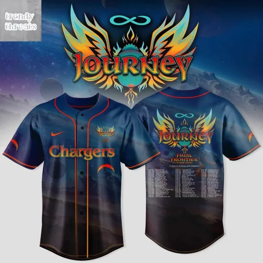 Discover LA Chargers x Journey Final Frontier Tour 2026 Baseball Jersey Gift For Fan