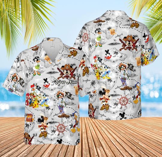 Discover Disneyland Cruises Pirates Hawaiian Shirt, Disneyland Caribbean Vacation, Pirates Of Caribbean Shirt, Mickey And Friends Pirate Hawaii Shirt