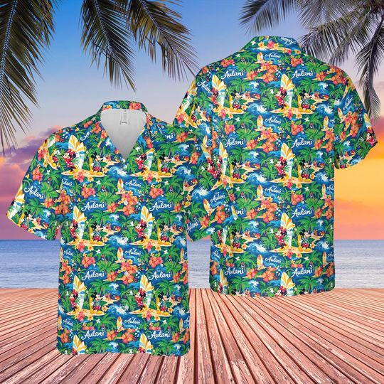 Discover Disney Aulani Resort Tropical Floral Hawaiian Shirt, Unisex Adult Kid Disney Hawaiian Shirt, Disney Cruise Vacation Hawaiian Shirt