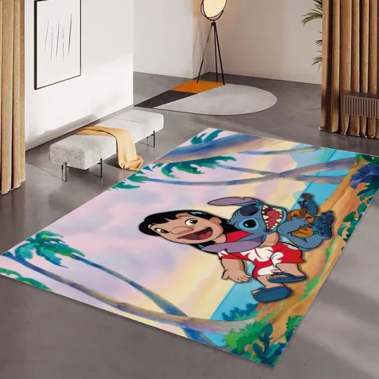 Discover Disney Lilo & Stitch Foldable Rectangular Floor Rug Anti-Skid Carpet