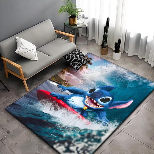 Discover Lilo & Stitch Rug Surfing Stitch Anime Art Carpet