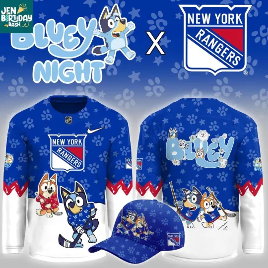 Discover Custom New York Rangers BlueyDad Christmas Night 2025 Gameday Hockey Shirt Men's