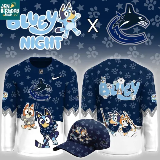 Discover Personalized Vancouver Canucks BlueyDad Christmas Night 2025 Gameday Hockey Shirt