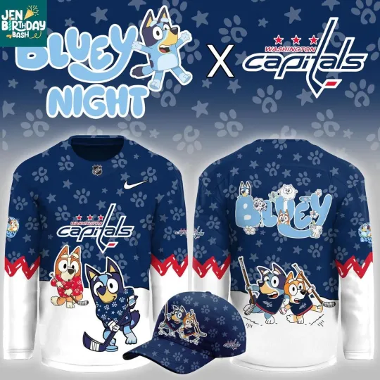 Discover Personalized Washington Capitals BlueyDad Christmas Night 2025 Gameday Hockey Shirt