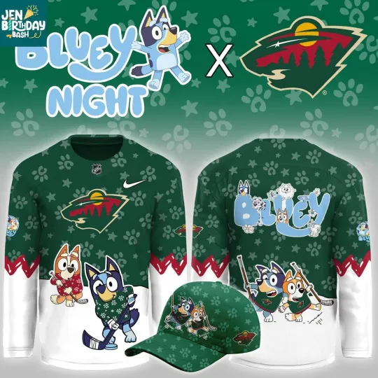 Discover Personalized Minnesota Wild BlueyDad Christmas Night 2025 Gameday Hockey Shirt
