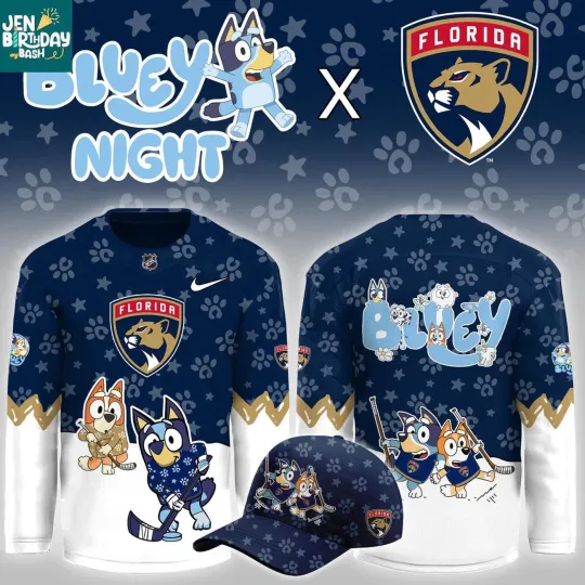 Discover Personalized Florida Panthers BlueyDad Christmas Night 2025 Gameday Hockey Shirt