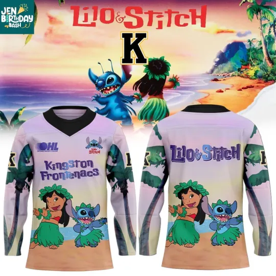 Discover Custom Kingston Frontenacs Lilo & Stitch 2025 Good As Gold Hockey Shirt Men's