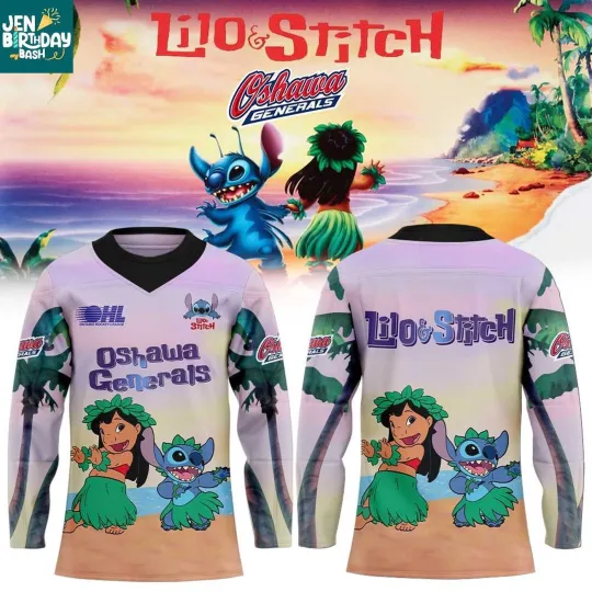 Discover Custom Oshawa Generals Lilo Stitch 2025 Go Gens Go Hockey Shirt Men's Fan Gear