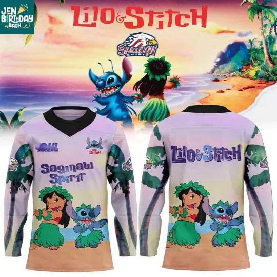 Discover Custom Saginaw Spirit Lilo & Stitch 2025 The Spirit Of The Game Hockey Shirt