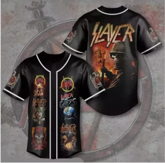 Discover Slayer 3D Print Baseball Jersey Music Shirt baseball jersey, new 3d gift