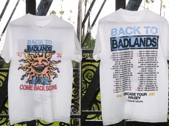Discover NEW!!! Halsey Back To Badlands Merch Decade Tour 2025 2026 reprint T-Shirt