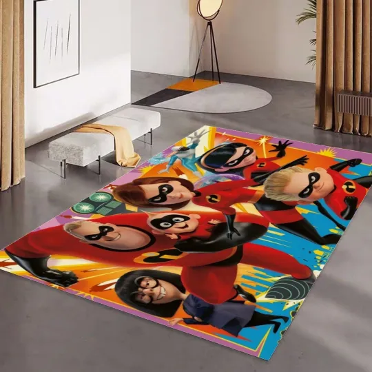 Discover The Incredibles Print Foldable Rectangular Floor Mat Rug Anti-Skid Carpet