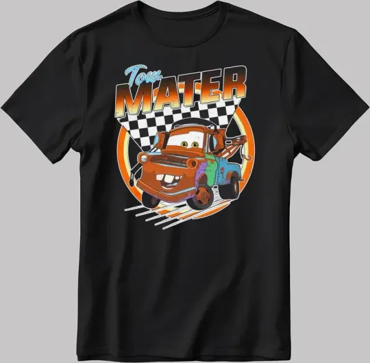 Discover Disney Tow Mater Checkboard Racing T-Shirt for Men and Women
