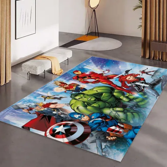 Discover The Avengers Heroes Print Foldable Rectangular Floor Rug Anti-Skid Carpet