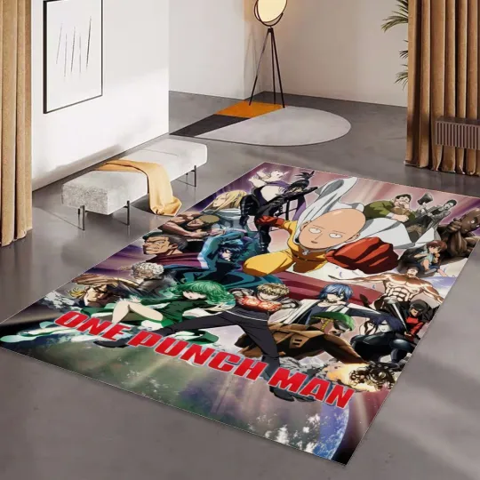 Discover OPM Saitama Print Foldable Rectangular Floor Mat Rug Anti-Skid Carpet
