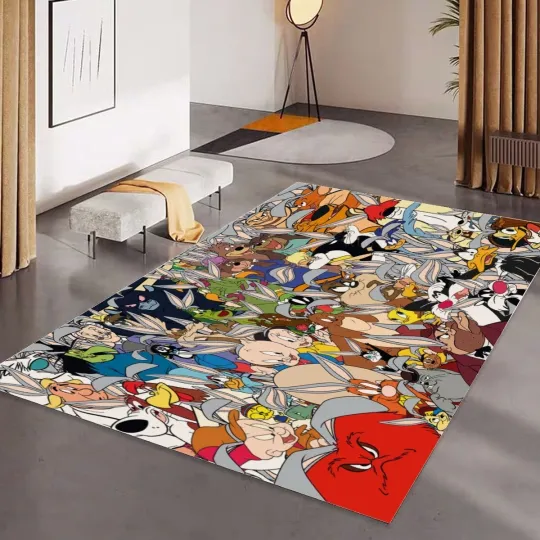 Discover Looney Tunes Family Print Foldable Rectangular Floor Mat Rug Anti-Skid Carpet