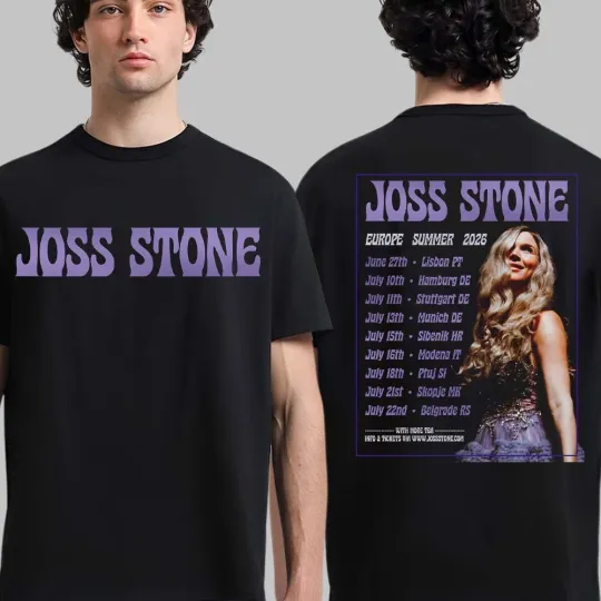 Discover Joss Stone Europe Summer 2026 Tour Schedule Dates Two Sided T-Shirt