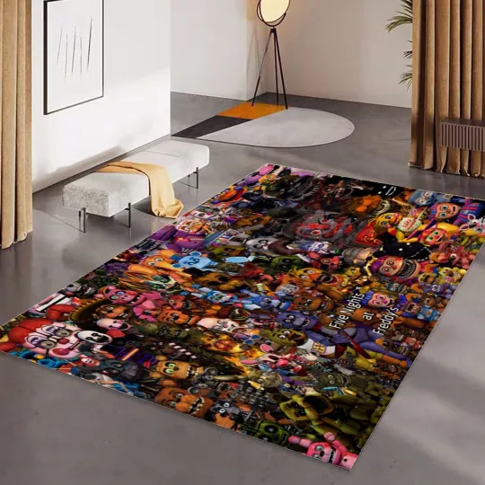 Discover Five Night At Freddy's Print Rectangular Floor Mat Rug Anti-Skid Carpet