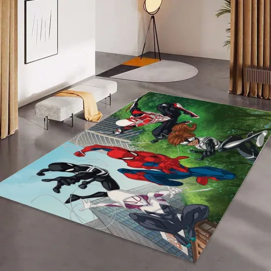 Discover Spider-Man Print Foldable Rectangular Floor Rug Anti-Slip Carpet