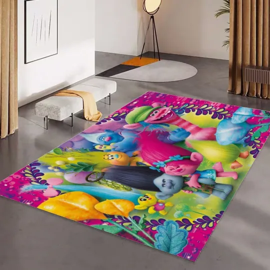 Discover Trolls Hug Time Poppy Rectangular Foldable Floor Mat Rug Anti-Skid Carpet